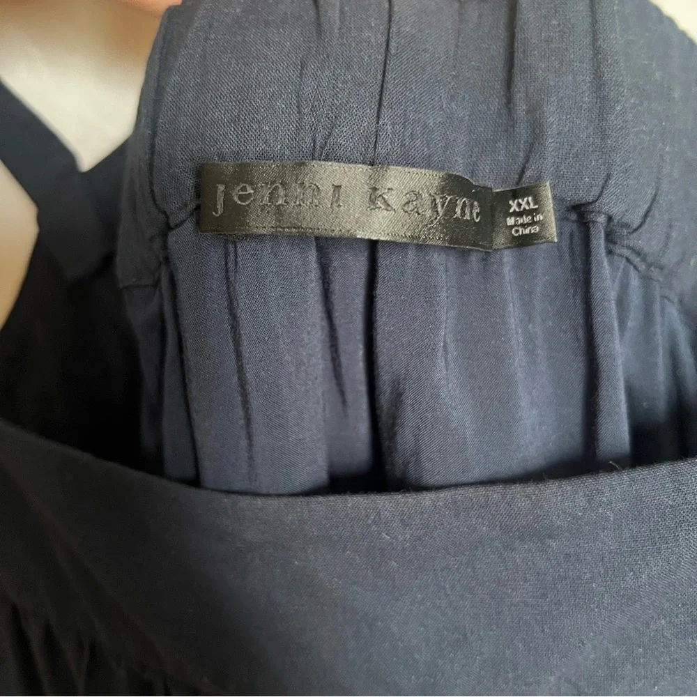 Jenni Kayne Navy Blue Summer Dress XXL Tiered Cotton Linen - Picture 6 of 9